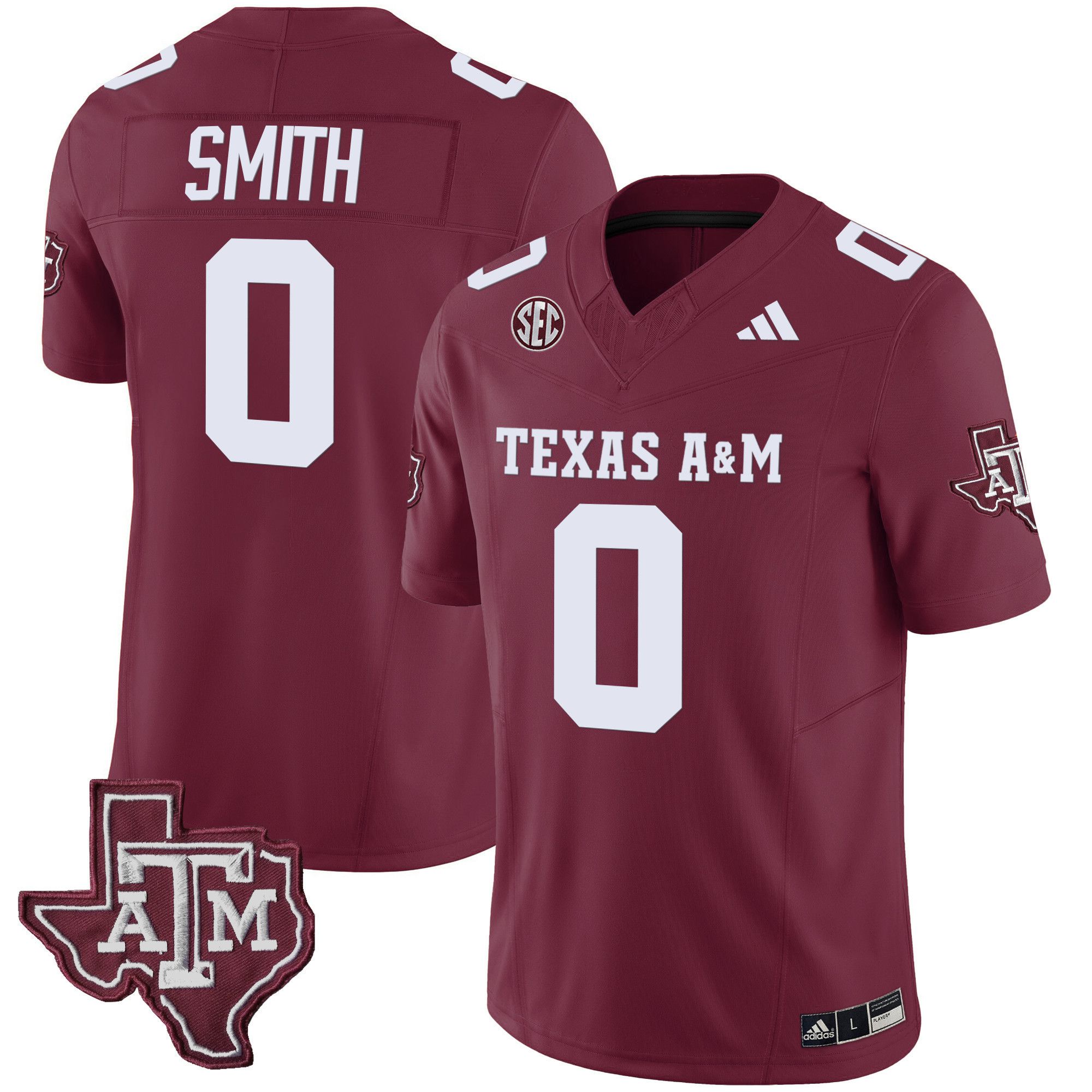 Men Texas A&M Aggies #0 Smith Red 2024 Vapor Limited NCAA Jersey style 1